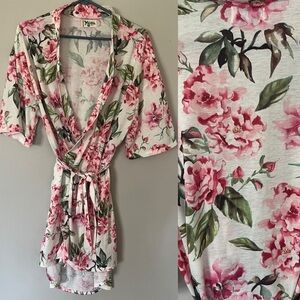 Show Me Your Mumu Floral Robe Feminine Knee Length Belted